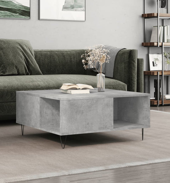 Couchtisch Betongrau 80x80x36,5 cm Holzwerkstoff