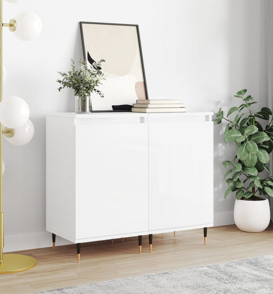 Sideboards 2 Stk. Hochglanz-Weiß 40x35x70 cm Holzwerkstoff