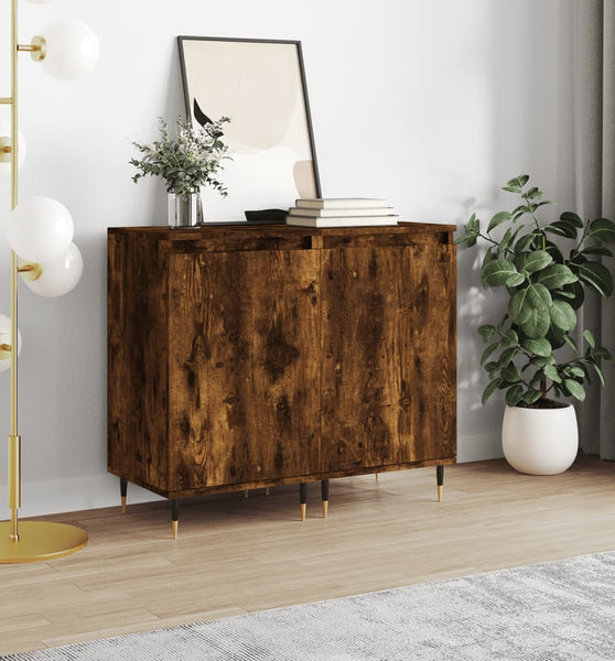 Sideboards 2 Stk. Räuchereiche 40x35x70 cm Holzwerkstoff