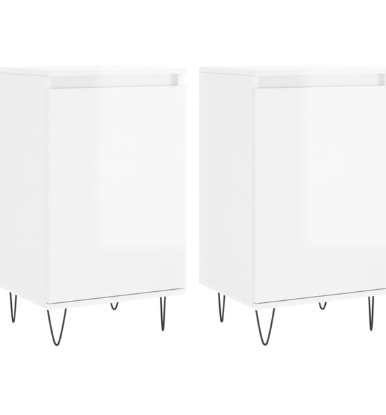Sideboards 2 Stk. Hochglanz-Weiß 40x35x70 cm Holzwerkstoff