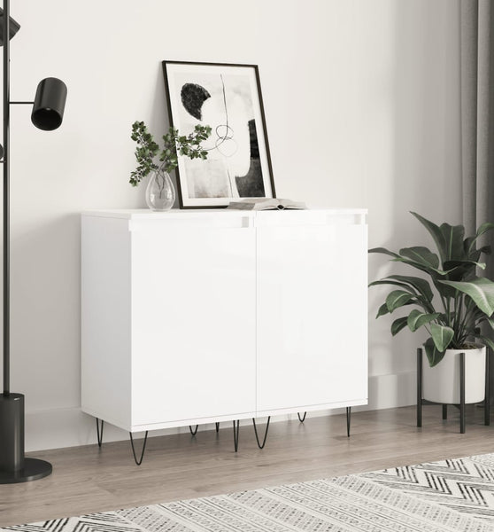 Sideboards 2 Stk. Hochglanz-Weiß 40x35x70 cm Holzwerkstoff