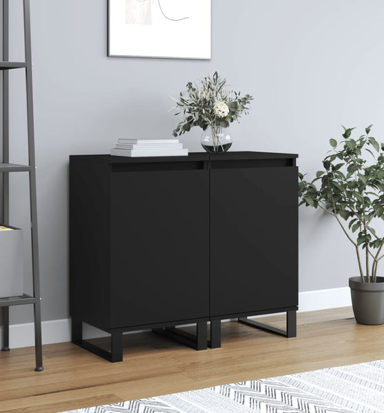 Sideboards 2 Stk. Schwarz 40x35x70 cm Holzwerkstoff
