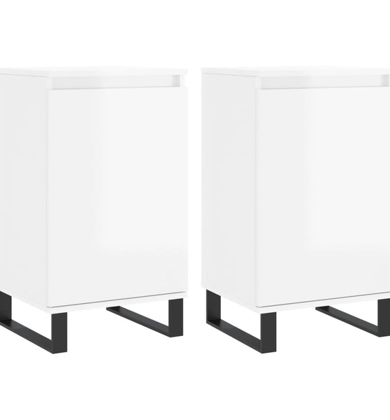 Sideboards 2 Stk. Hochglanz-Weiß 40x35x70 cm Holzwerkstoff