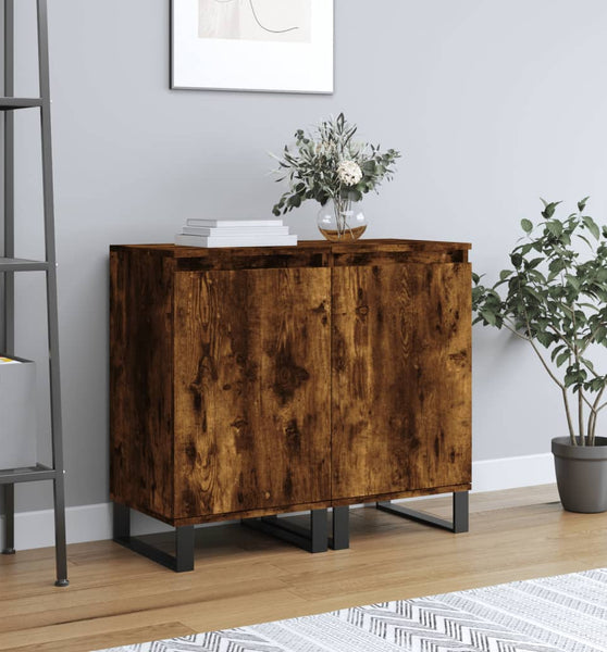 Sideboards 2 Stk. Räuchereiche 40x35x70 cm Holzwerkstoff