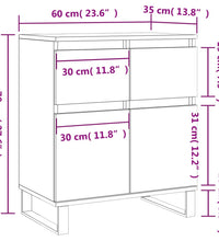 Sideboard Hochglanz-Weiß 60x35x70 cm Holzwerkstoff