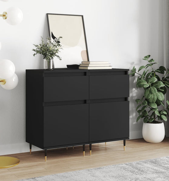 Sideboards 2 Stk. Schwarz 40x35x70 cm Holzwerkstoff