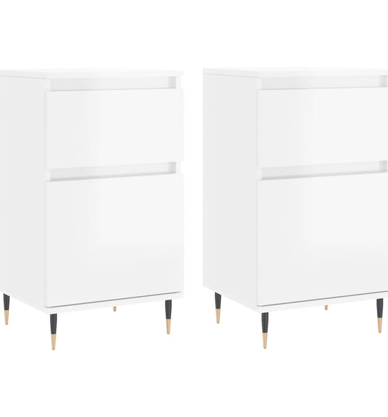 Sideboards 2 Stk. Hochglanz-Weiß 40x35x70 cm Holzwerkstoff