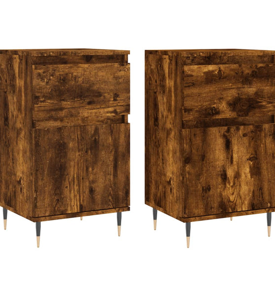 Sideboards 2 Stk. Räuchereiche 40x35x70 cm Holzwerkstoff