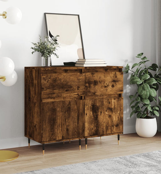 Sideboards 2 Stk. Räuchereiche 40x35x70 cm Holzwerkstoff