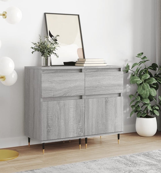 Sideboards 2 Stk. Grau Sonoma 40x35x70 cm Holzwerkstoff