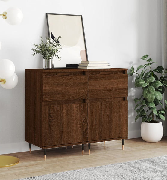 Sideboards 2 Stk. Braun Eichen-Optik 40x35x70 cm Holzwerkstoff