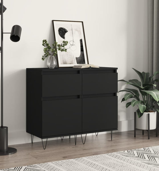 Sideboards 2 Stk. Schwarz 40x35x70 cm Holzwerkstoff
