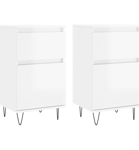 Sideboards 2 Stk. Hochglanz-Weiß 40x35x70 cm Holzwerkstoff