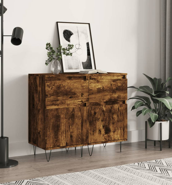 Sideboards 2 Stk. Räuchereiche 40x35x70 cm Holzwerkstoff