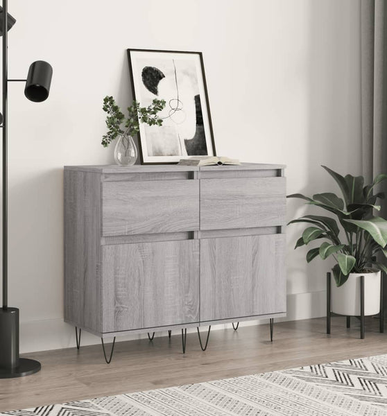 Sideboards 2 Stk. Grau Sonoma 40x35x70 cm Holzwerkstoff