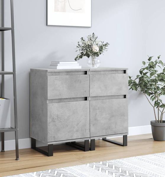 Sideboards 2 Stk. Betongrau 40x35x70 cm Holzwerkstoff