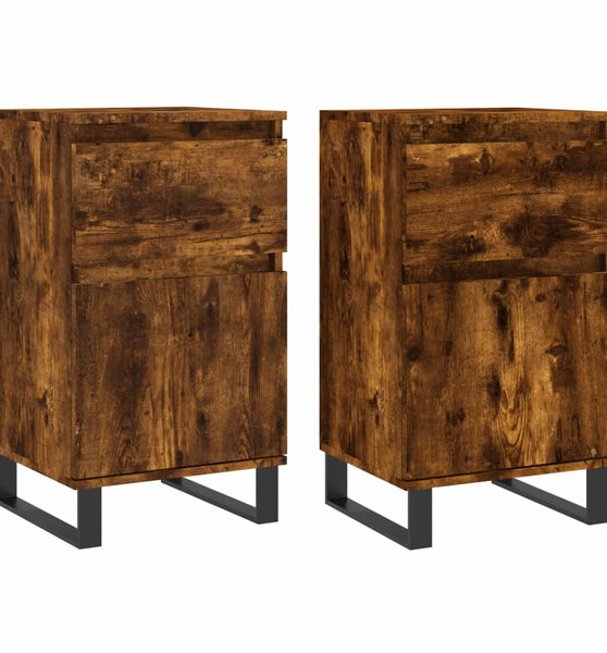 Sideboards 2 Stk. Räuchereiche 40x35x70 cm Holzwerkstoff