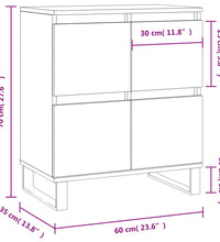 Sideboard Hochglanz-Weiß 60x35x70 cm Holzwerkstoff