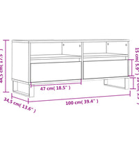 TV-Schrank Weiß 100x34,5x44,5 cm Holzwerkstoff