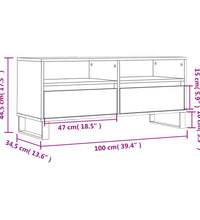 TV-Schrank Braun Eichen-Optik 100x34,5x44,5 cm Holzwerkstoff