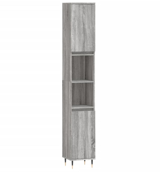 Badschrank Grau Sonoma 30x30x190 cm Holzwerkstoff