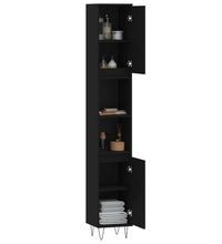 Badschrank Schwarz 30x30x190 cm Holzwerkstoff