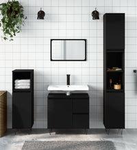 Badschrank Schwarz 30x30x190 cm Holzwerkstoff
