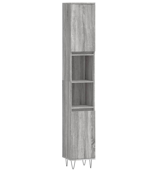 Badschrank Grau Sonoma 30x30x190 cm Holzwerkstoff