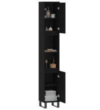 Badschrank Schwarz 30x30x190 cm Holzwerkstoff