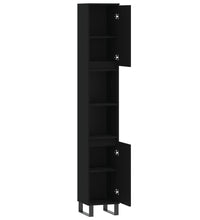 Badschrank Schwarz 30x30x190 cm Holzwerkstoff