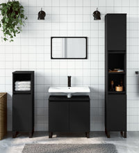 Badschrank Schwarz 30x30x190 cm Holzwerkstoff