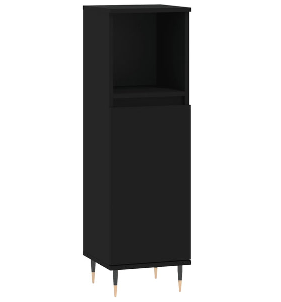 Badschrank Schwarz 30x30x100 cm Holzwerkstoff