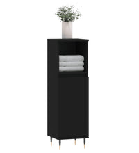 Badschrank Schwarz 30x30x100 cm Holzwerkstoff