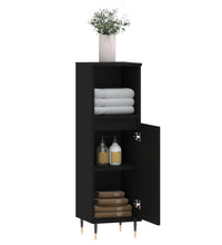 Badschrank Schwarz 30x30x100 cm Holzwerkstoff
