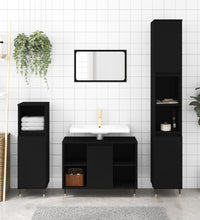 Badschrank Schwarz 30x30x100 cm Holzwerkstoff