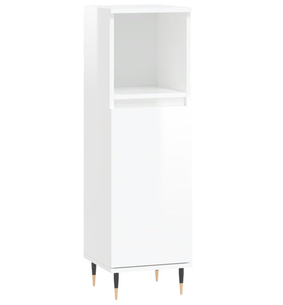 Badschrank Hochglanz-Weiß 30x30x100 cm Holzwerkstoff