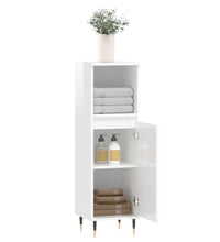 Badschrank Hochglanz-Weiß 30x30x100 cm Holzwerkstoff