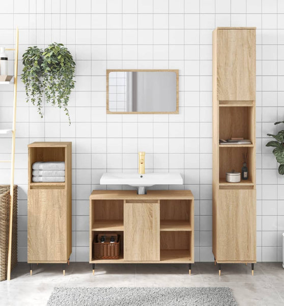 Badschrank Sonoma-Eiche 30x30x100 cm Holzwerkstoff