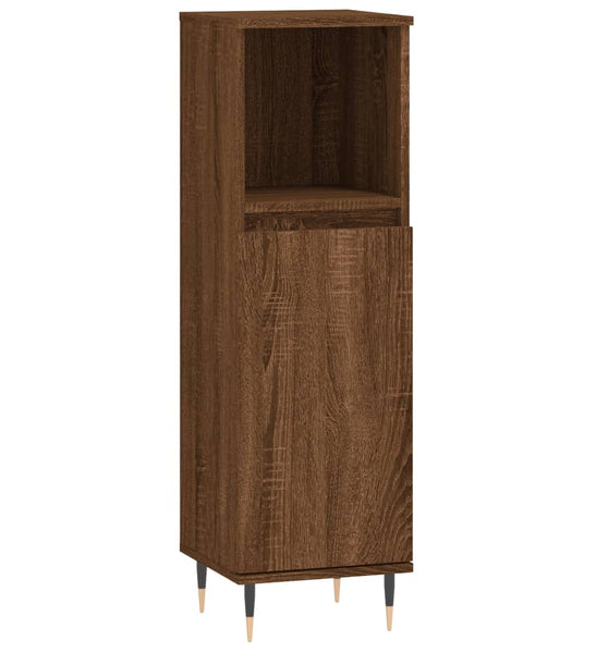 Badschrank Braun Eichen-Optik 30x30x100 cm Holzwerkstoff