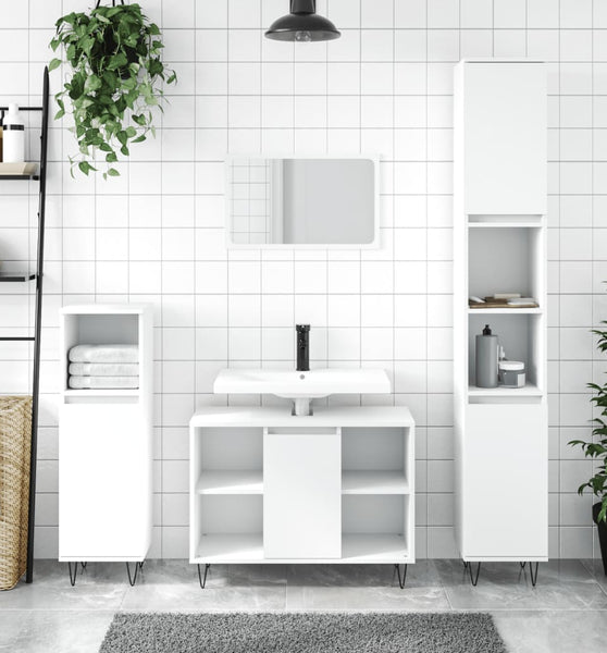 Badschrank Weiß 30x30x100 cm Holzwerkstoff