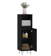 Badschrank Schwarz 30x30x100 cm Holzwerkstoff