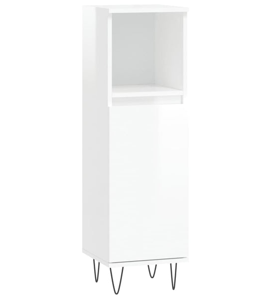 Badschrank Hochglanz-Weiß 30x30x100 cm Holzwerkstoff