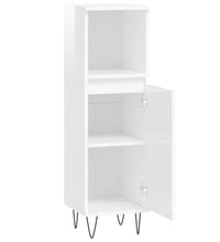 Badschrank Hochglanz-Weiß 30x30x100 cm Holzwerkstoff