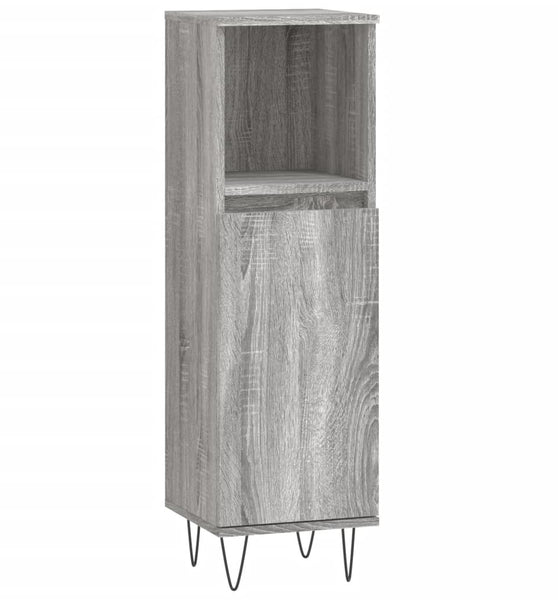Badschrank Grau Sonoma 30x30x100 cm Holzwerkstoff