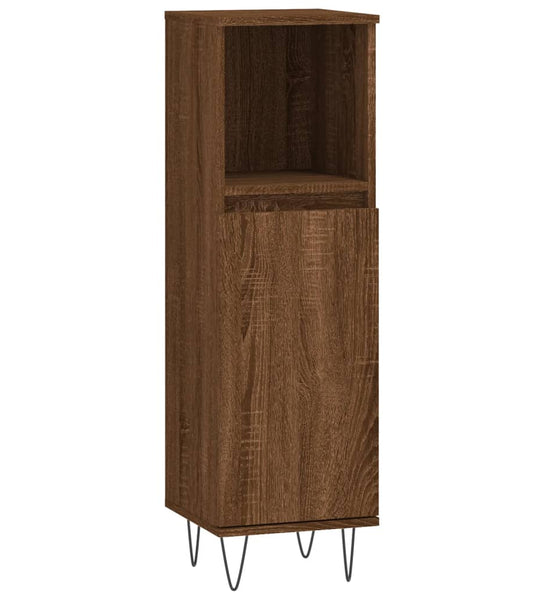 Badschrank Braun Eichen-Optik 30x30x100 cm Holzwerkstoff