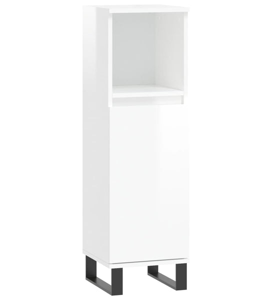 Badschrank Hochglanz-Weiß 30x30x100 cm Holzwerkstoff