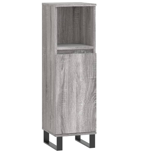 Badschrank Grau Sonoma 30x30x100 cm Holzwerkstoff