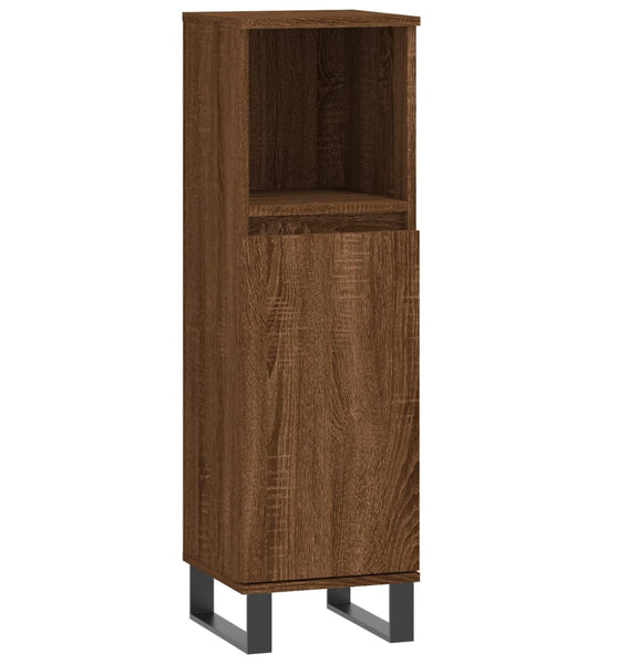 Badschrank Braun Eichen-Optik 30x30x100 cm Holzwerkstoff
