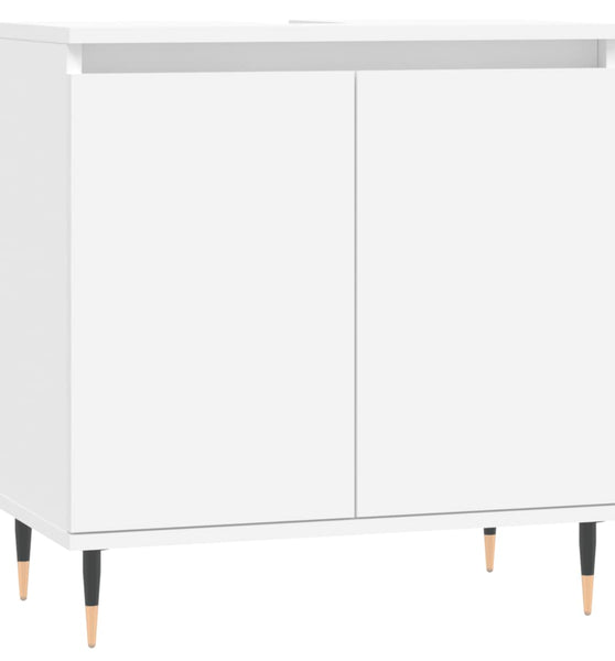 Badezimmerschrank Weiß 58x33x60 cm Holzwerkstoff