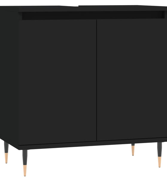 Badschrank Schwarz 58x33x60 cm Holzwerkstoff
